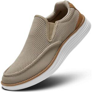 👑Closed Toe Loafers Sneakers Men's Khaki Mesh Slip On Lightweight Soft Sole